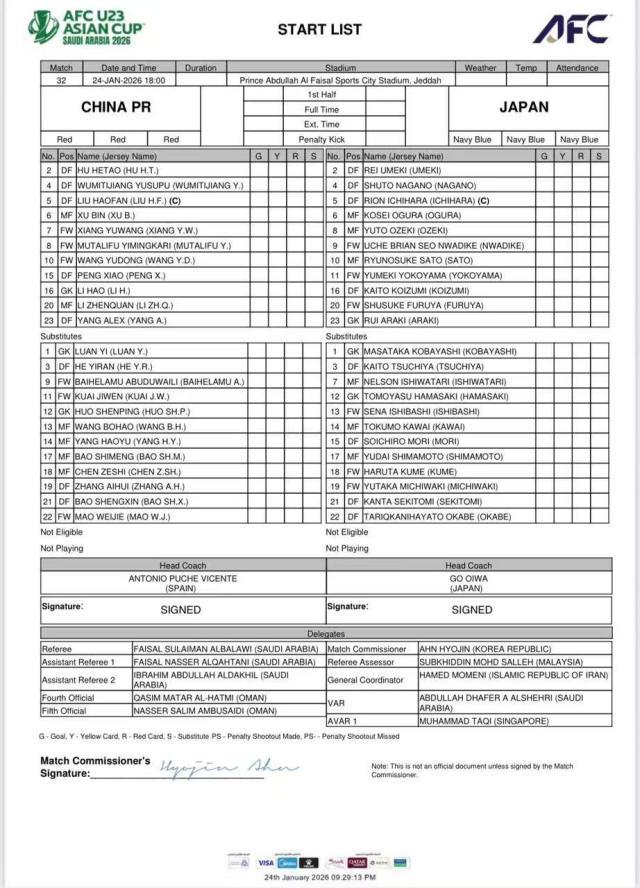 九游娱乐-U23国足VS日本队首发出炉!徐彬出战拜合拉木替补